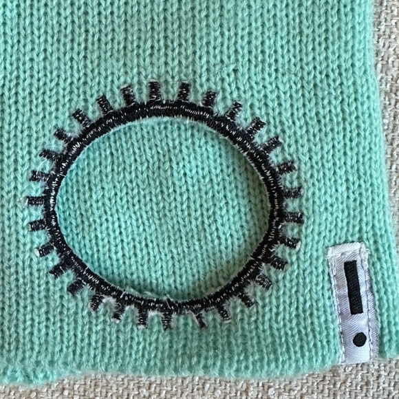 {Indikidual} Knitted stripe balaclava hat with funny eye holes and pom Pom - Picture 12 of 14